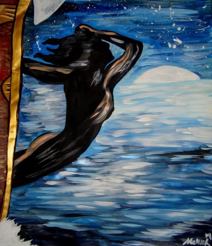 outsider art painting «Bon Voyager» 16×14 acrylic on paper Alexander Mohler