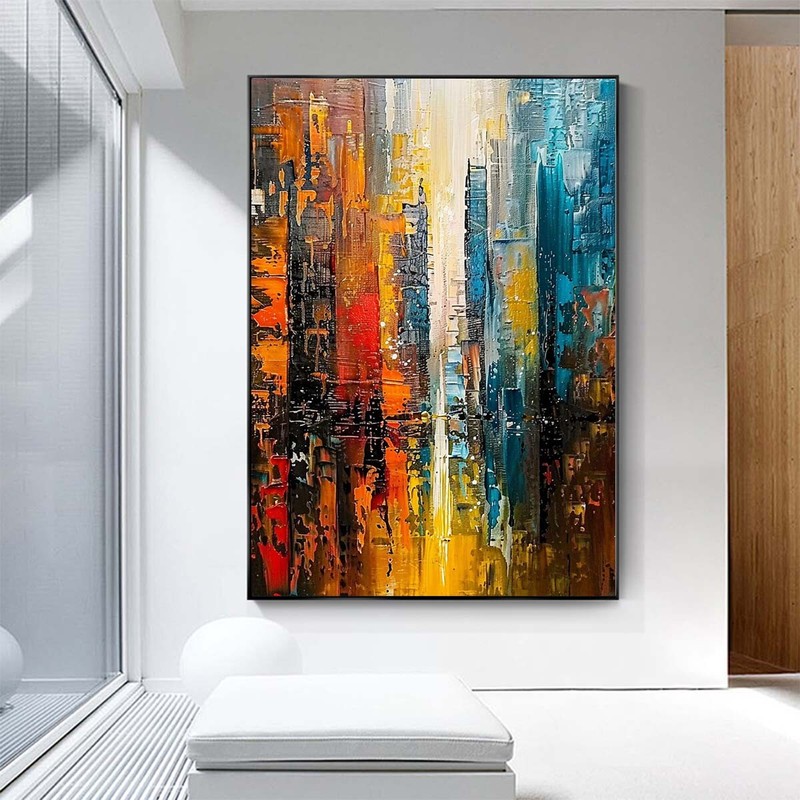 original Knife Handpainted Oil Painting On Canvas city Home Decoration wall #022