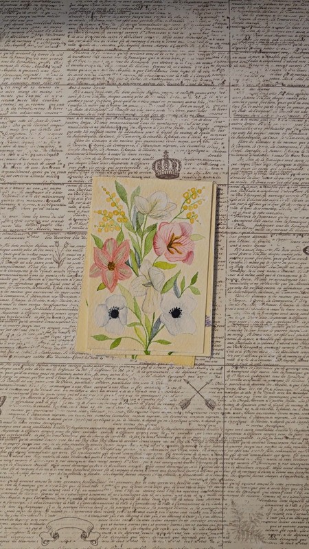ACEO original art card Flower Bouquet, anemone, poppy, floral Sunspot Artistry gallery