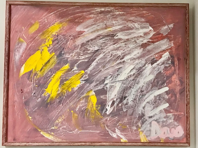 ACRYLIC PAINTING WITH CUSTOM MADE FRAME READY FOR A DISCRIMINATING BUYER TO BUY