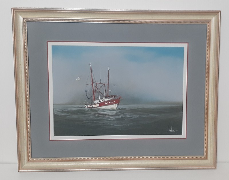 Anschutz Original Watercolor «Gulf Queen» Overall outside of frame 30.5″ x 24.5
