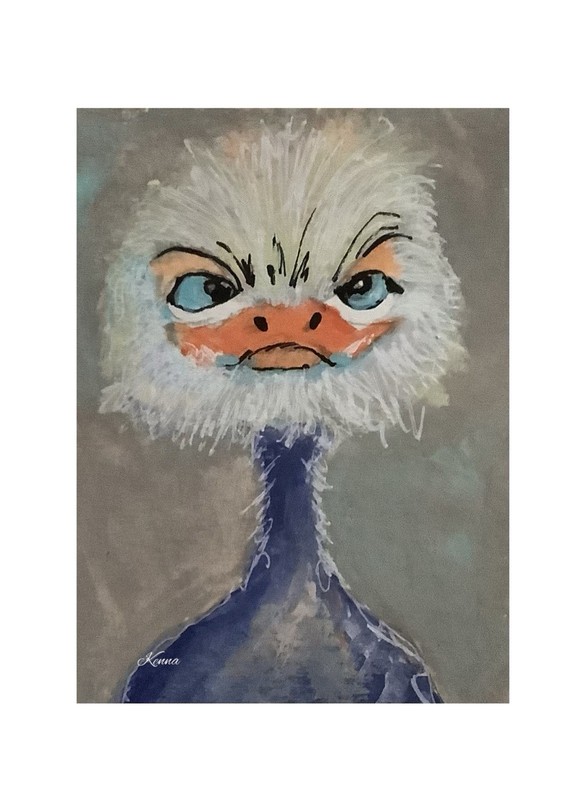 ACEO By Kenna Original Painting Grumpy Bearded Duck 2.5” X 3.5” Signed ÀTC
