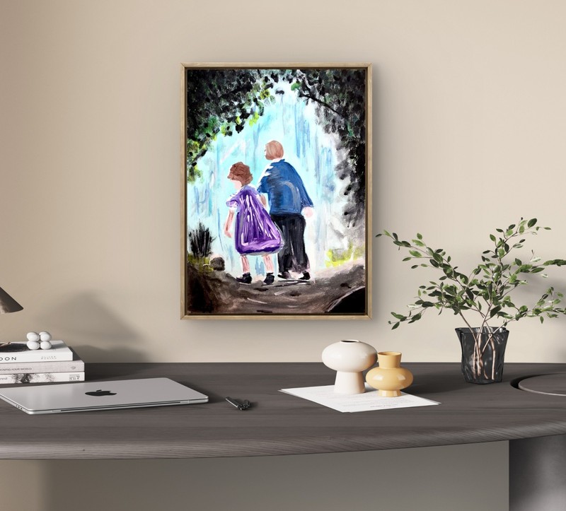 Peaceful forest walk expressionism fine art painting 14X11 canvas acrylic gallery