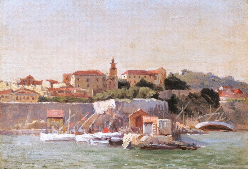 French Oil Painting Landscape Orientalist Algeria Beach Saint-Cloud Bone