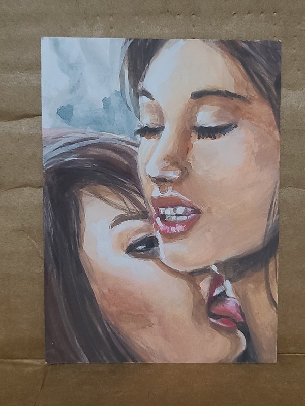 2 Beautiful Women Sexy ACEO Watercolor Art 2.5×3.5. Don’t Know The Artist.