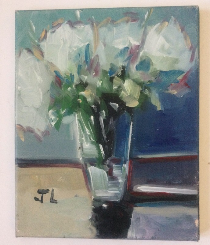 Jose Lima - Impressionist Original Oil Painting Signed and Inscribed Flowers gallery