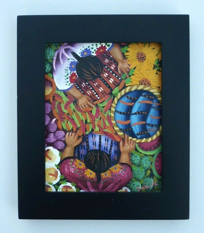 Vintage Guatemalan Vista Del Pajaro Folk Art Painting by Gonzalez?