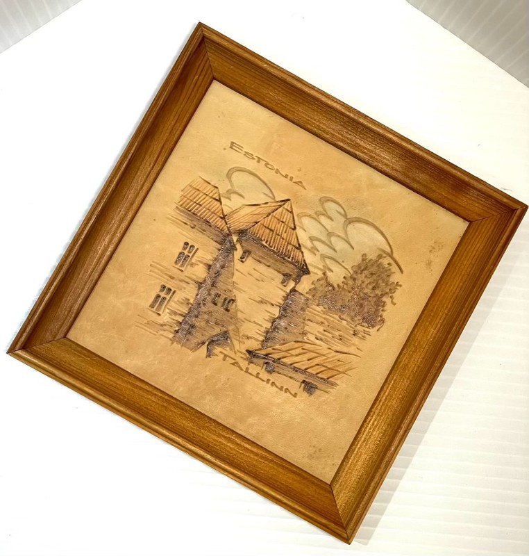 Framed Paintings on Leather Tallinn Estonia Landmark Medieval City Gothic Travel gallery