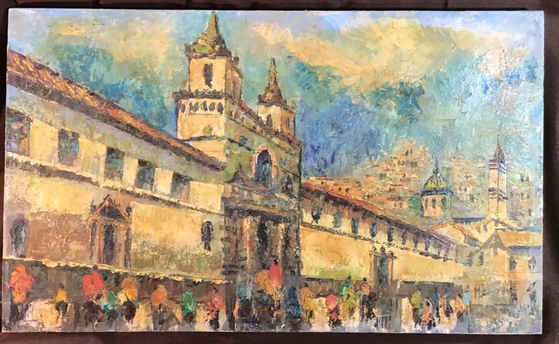 Quito,Ecuador, St.Francis,Original,Oil Impasto on canvas,Unknown artist, Signed