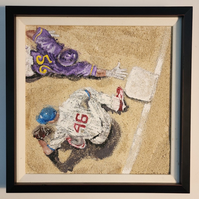 Rare Denise Shaw Oil Painting Baseball #46 Andy Pettitte; #56 Kenji Johjima?