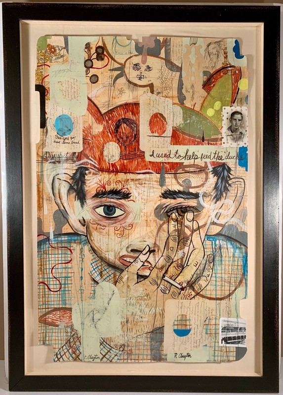 The Clayton Brothers Signed Mixed Media Painting w/ Earl McGrath Provenance
