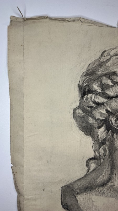 Two Sided Antique French Charcoal Sketch gallery