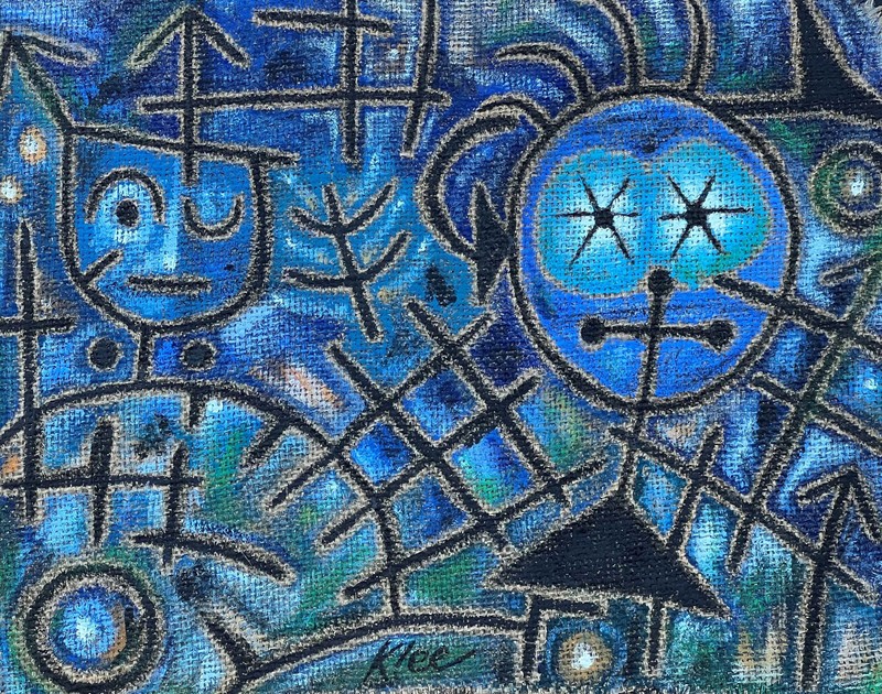 Paul KLEE Expressionist Painting Signed Klee – Burlap on Board 20th century