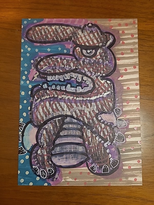 Original Painting Graffiti Character Gangster Cartoon Hat Gangstar Saurous DINO
