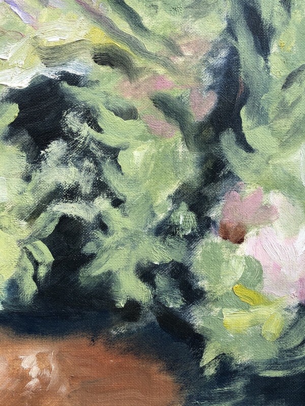 UNBEKANNTER MALER LANDSCHAFT SEE BLUMEN PFLANZEN ÖLBILD EXPRESSIV MODERNE KUNST gallery