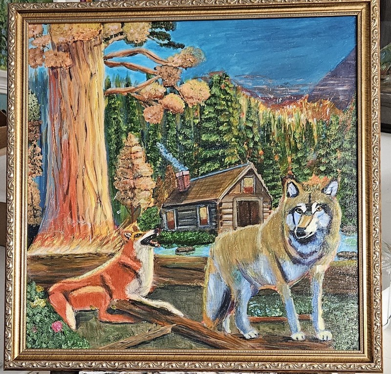 Original Art Painting, Acrylic, 20×20,Framed,Regina DeVal, Habitat Lost