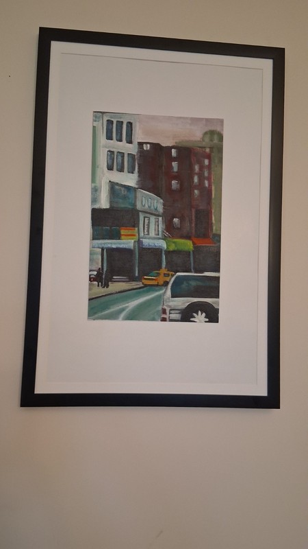 Framed Matted Urban City Street Scene Taxi Print, Portrait Wall Art gallery