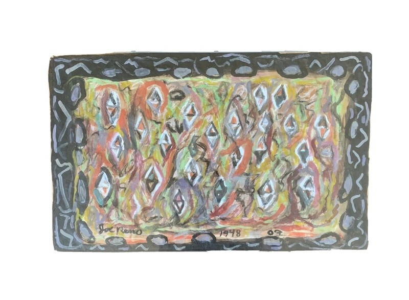Joe Reno (1942-) Abstract Painting on Paper Bag “1948” Seattle Northwest NW Art