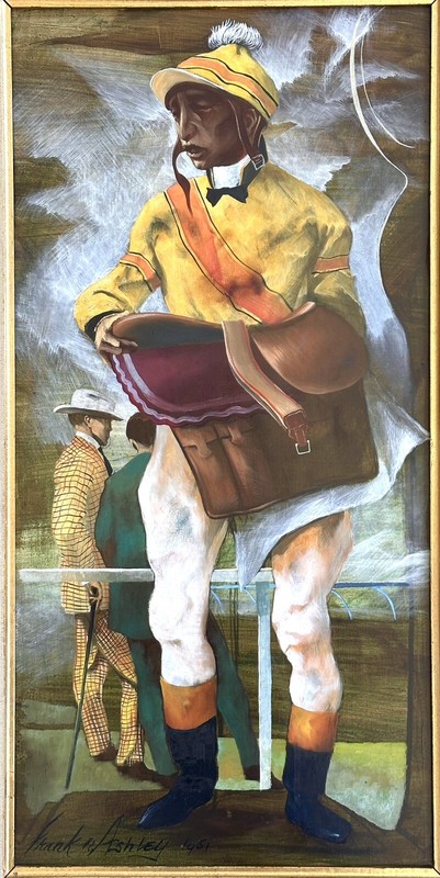 Frank Ashley oil painting Jockey Weighing In 1961 horse racing