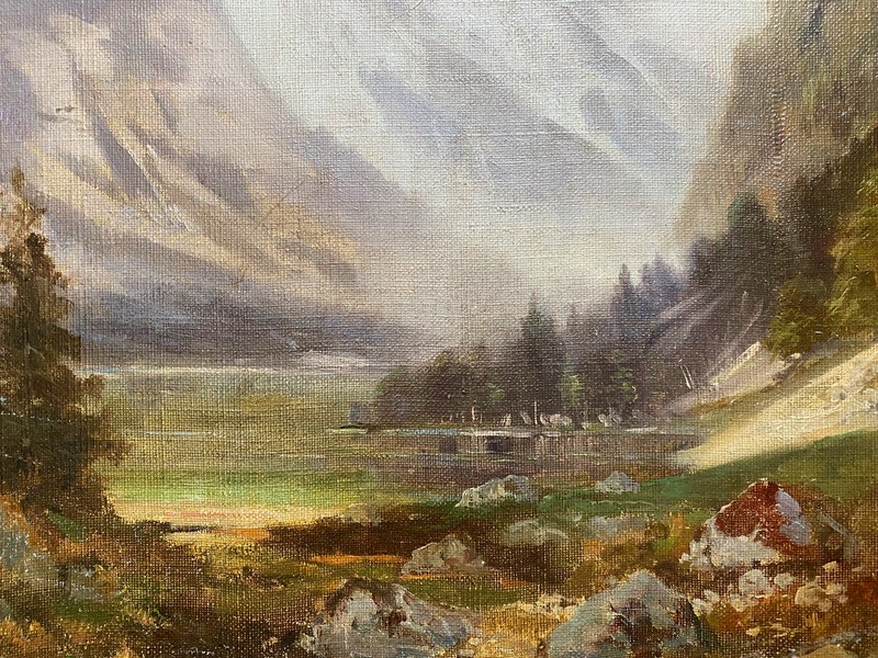 Oil Painting Um 1860 IN Biedermeier Style Dreamy Seascape IN Valley/Mountain gallery