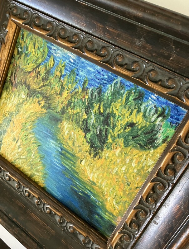 Original Classical Impressionist Van Gogh Style 'Stream' 8x10 framed gallery