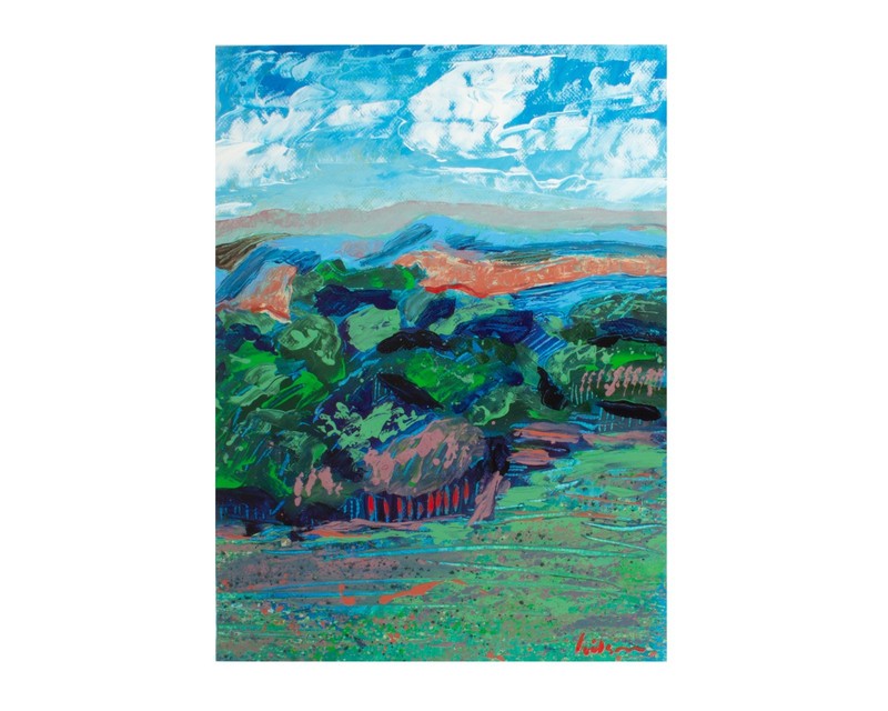 Harry Hilson 1980s Abstract Acrylic Landscape