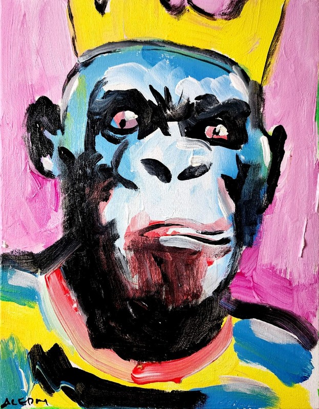 Abstract Expressionism Original Painting Gorilla 14x11 Fine Art Canvas Decor gallery