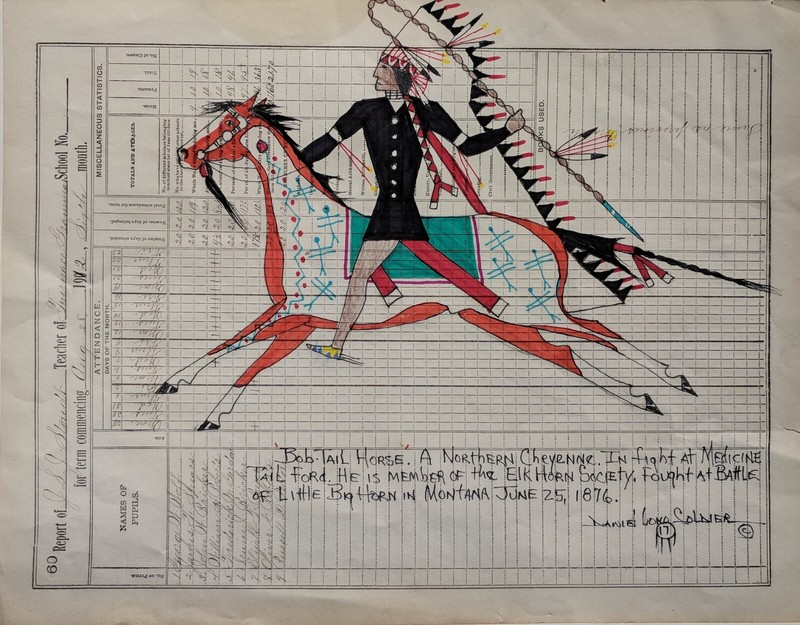Daniel Long Soldier BOB TAIL HORSE-CHEYENNE, Little Big Horn, Original Painting