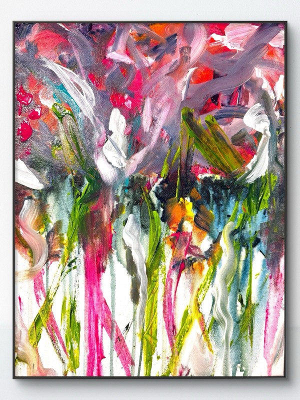 Original Abstract Expressionism 11×14 Flower Handmade Signed Unique Wall Art 249
