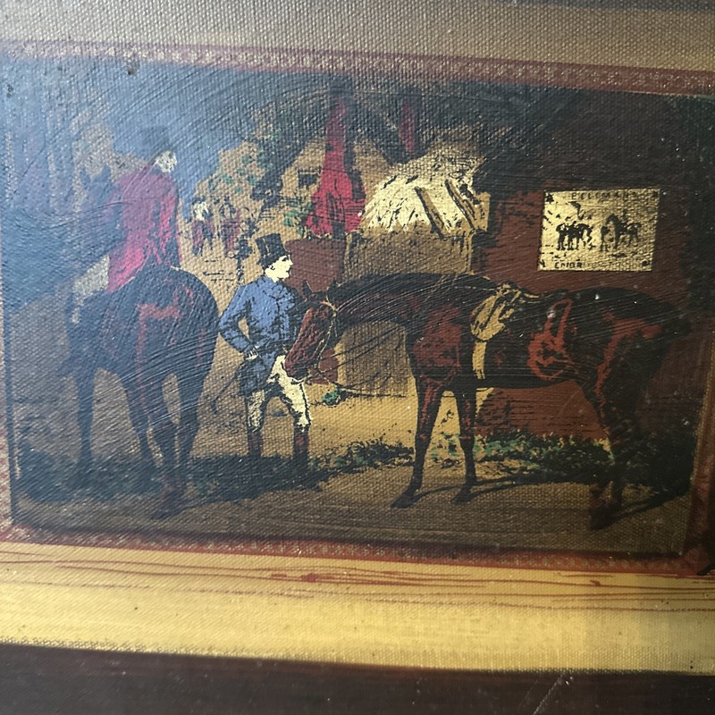Polo Players Sport Red Team Vintage Painting Signed gallery