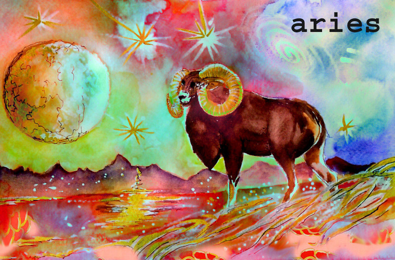 Zodiac Sign "Aries" RAINBOW STYLE Aceo Print 9 x 6.4 cm 21.3. - 20.4. gallery