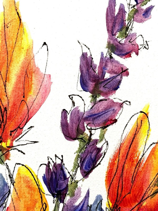 Original Abstract Expressionism 11x14 Flowers Handmade Signed Unique Fine Art 98 gallery