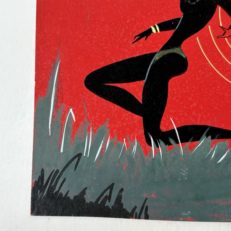 Vintage 1950’s Tiki Dancer MCM Space Age Jungle Woman Original Art Hand Painted gallery