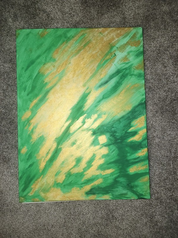 Green & Gold Abstract Contemporary Painting Unframed Single Piece Wall Art gallery