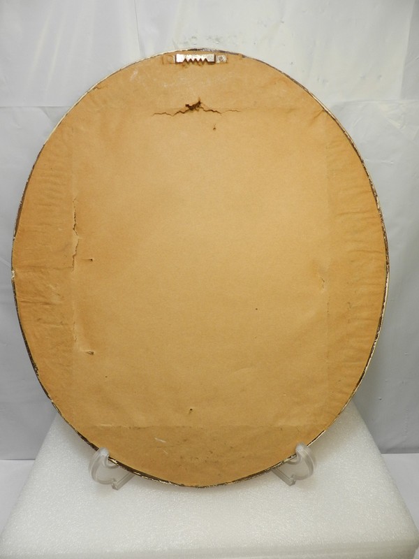 Vintage Mildred Colvin Yellow Rose Floral Painting on Canvas Oval Frame (O33S) gallery