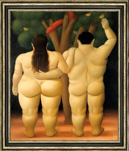 TOP Handmade Oil Painting Reproduction Of Fernando Botero Adam & Eve On Canvas