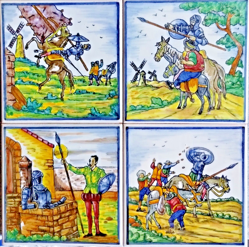 J.Roig RARE VTG HandPainted 12 Tiles Barcelona 6″ x 6″ Signed Artist JRoig
