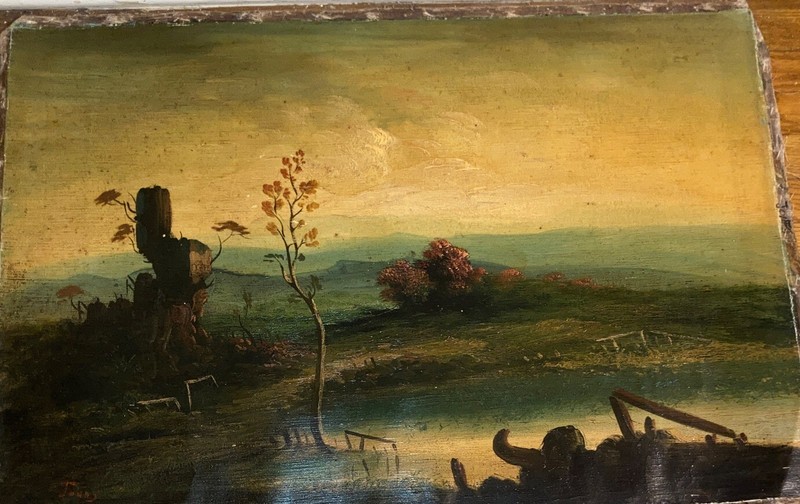 Antique Signed Jones Charles ? Ruins Landscape Scene Oil on Canvas Painting gallery