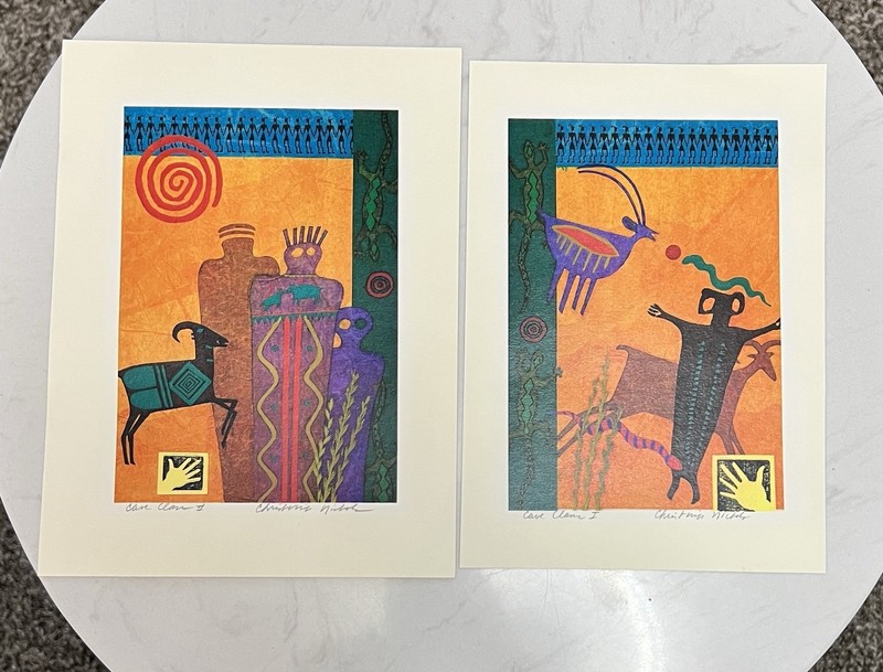 Contemporary Southwest Art Signed Native Folk Art Christine Nichols Lithograph