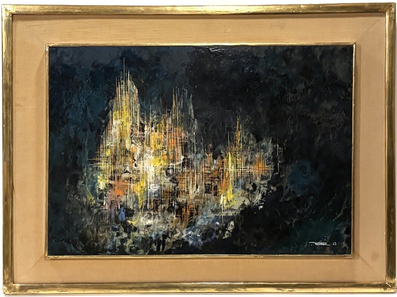 LEONARDO NIERMAN 20th c. MID CENTURY MODERN ABSTRACT EXPRESSIONIST PAINTING