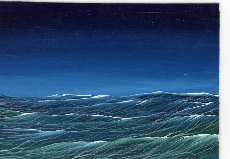 ACEO Original Acrylic Ocean Seascape Collectible Waves Sea Painting Art HYMES
