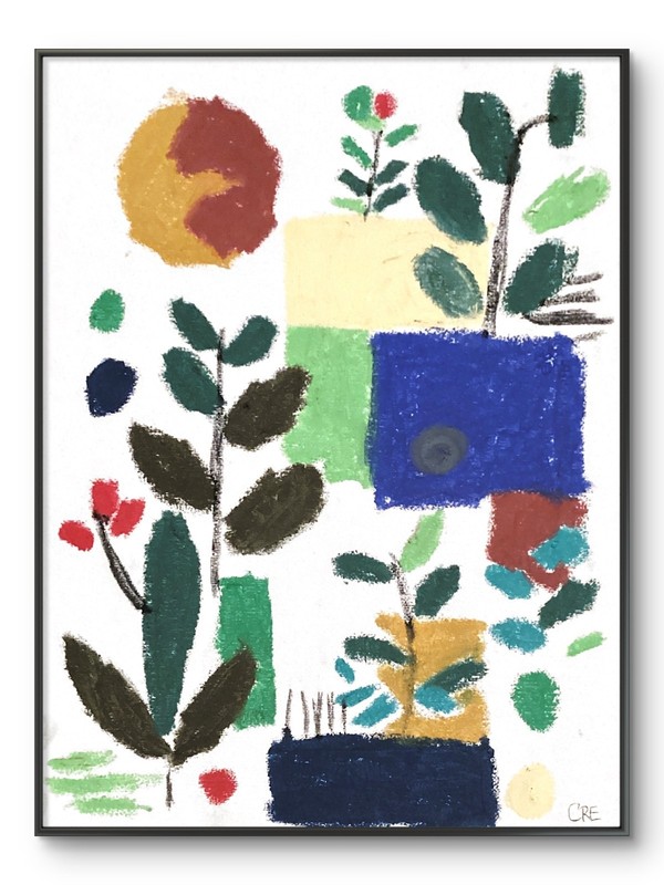 Abstract Geometric Blocks Modern Geometric Grid Garden Original 11 by 14 Canvas