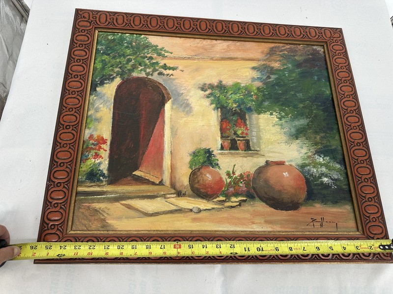 26" x 22" Oil on Board Framed Oil Painting Terracotta Pots Landscape gallery
