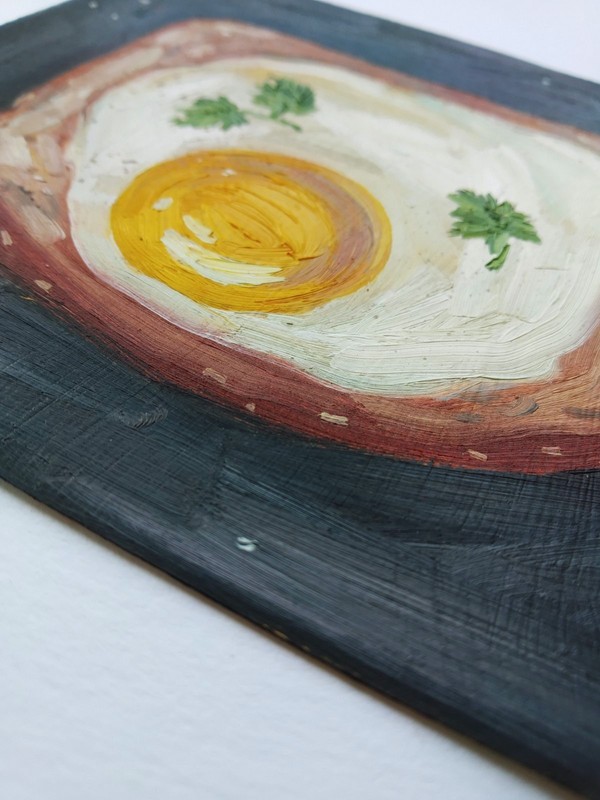Egg Food Breakfast Original Mini Painting For Kitchen Handmade Wall Art gallery