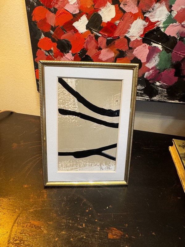 5×7 Vintage gold frame featuring an Asian-inspired abstract Acrylic Painting