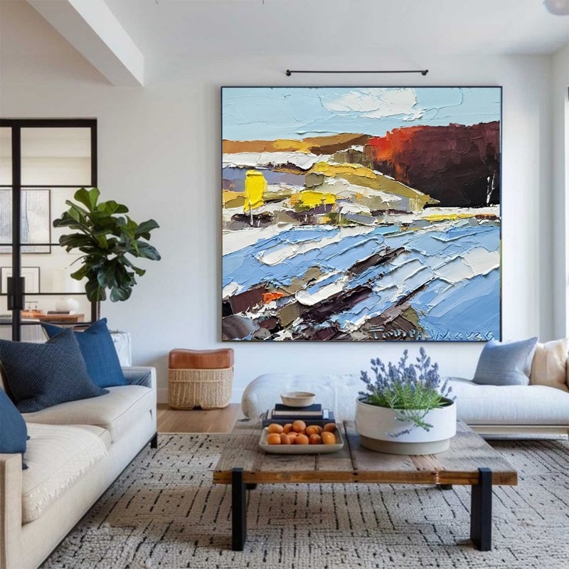 Original Large Oil Painting on Canvas Winter Landscape Art Winter Forest Artwork gallery