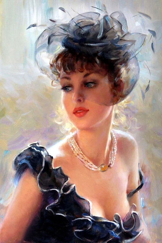 Glamour woman oil painting home decor Giclee Art Printed on canvas L2427