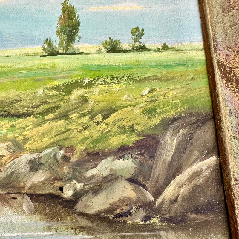 Herman Volz Landscape Oil Painting Original Framed On Canvas, Vintage gallery