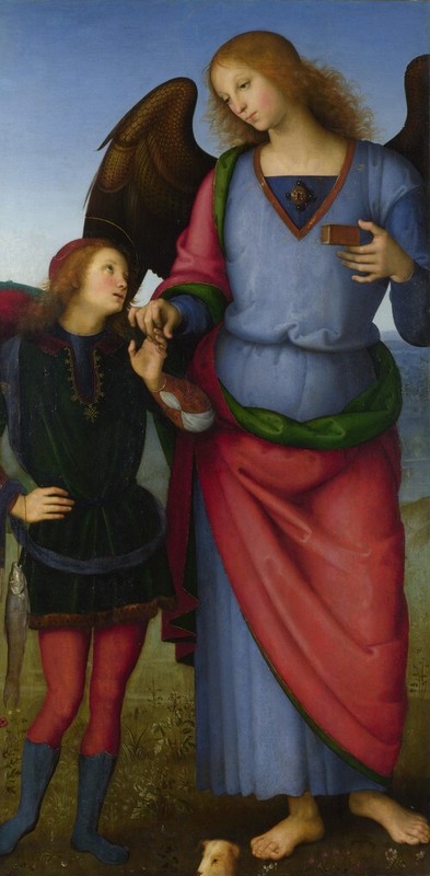 Oil painting The-Archangel-Raphael-with-Tobias-Pietro-Perugino-oi portrait angel