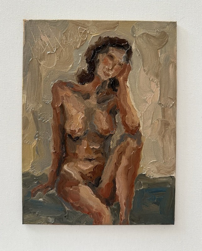 Textured Female Figure Original Oil Painting Nude Wall Decor Woman Portrait